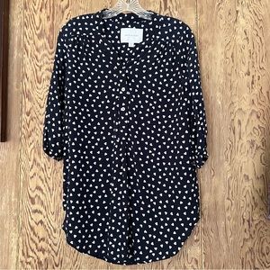 Amour Vert Renata Washable Silk Black Ivory Blouse Medium